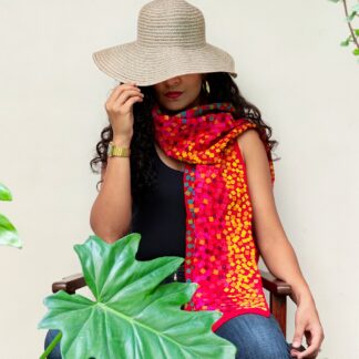 Calyz Red Stole with Collage Technique